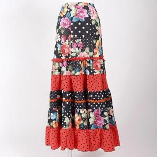 フラメンコ ライラックx黒水玉ファルダ ピキージョ付き 5段ボランテ フラメンコ ライラックx黒水玉ファルダ ピキージョ付き 5段ボランテ