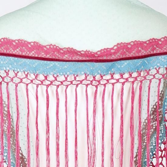 フラメンコ シージョ　マリキータ　ピンクと青 MariQuita,マリキータ,フラメンコ,マントン,ショール,大判