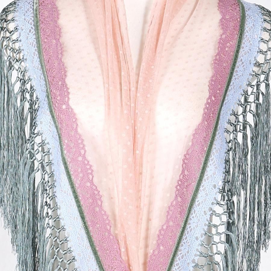 フラメンコ シージョ　マリキータ　ピンクと青 MariQuita,マリキータ,フラメンコ,マントン,ショール,大判