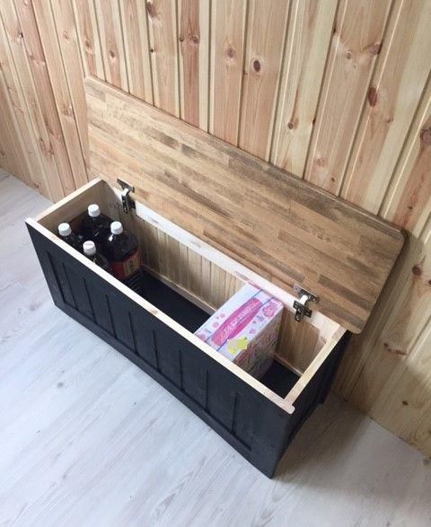 カントリー家具 ｜ ベンチ兼収納BOX W90 ブラック