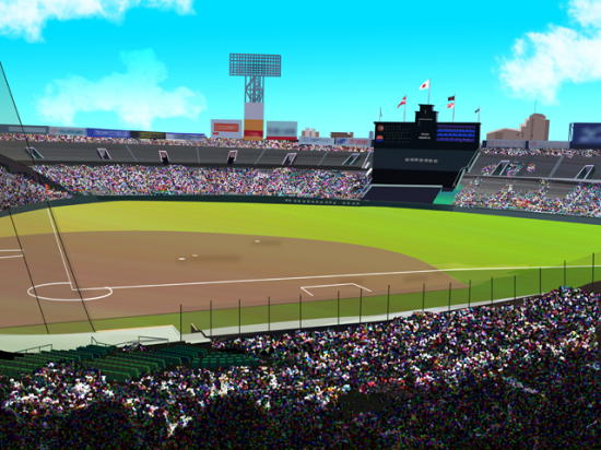 似顔絵用 無料背景 1個 1作品あたり 野球場 甲子園 横version 似顔絵 ウェルカムボード専門店 ハピネスライクネス Happiness Likeness