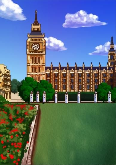 似顔絵用 無料背景 1個 1作品あたり イギリス ロンドン塔 縦version 似顔絵 ウェルカムボード専門店 ハピネスライクネス Happiness Likeness