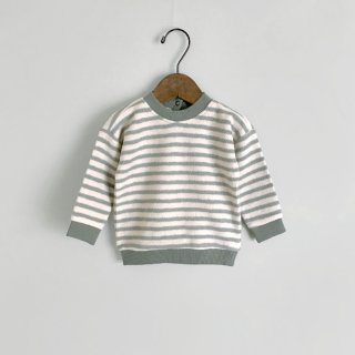 Phil&Phae | Teddy baby sweater stripes | Eucalyptus | 6-12m〜18m