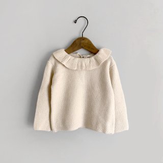 QUINCY MAE | ruffle collar knit sweater | natural | 6-12m〜4-5y