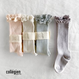 COLLEGIEN｜Josephine | Lace-Trim Ribbed Knee-high Socks