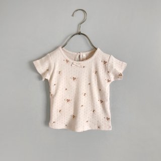 QUINCY MAE | POINTELLE TEE | DITSY CLAY |  6-12m〜18-24m