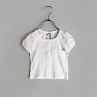 <img class='new_mark_img1' src='https://img.shop-pro.jp/img/new/icons7.gif' style='border:none;display:inline;margin:0px;padding:0px;width:auto;' />Little Cotton Clothes | Organic Pointelle Button T-shirt - Chalk | 3-4y5-6y