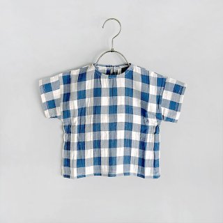 <img class='new_mark_img1' src='https://img.shop-pro.jp/img/new/icons7.gif' style='border:none;display:inline;margin:0px;padding:0px;width:auto;' />organic zoo | Pottery Blue Gingham Boxy T-Shirt | 1-2y / 2-3y