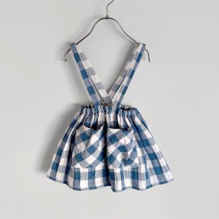 <img class='new_mark_img1' src='https://img.shop-pro.jp/img/new/icons7.gif' style='border:none;display:inline;margin:0px;padding:0px;width:auto;' />organic zoo | Pottery Blue Gingham Maker Crossback Skirt | 1-2y3-4y