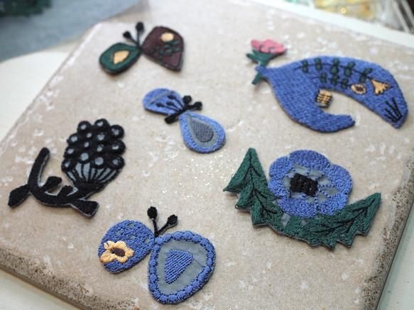 アンティーク 北欧ハーダンガーレース刺繍 大判クロス ブルーワーク