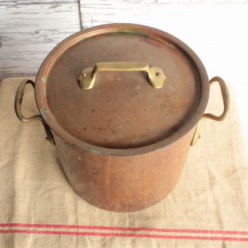 フランスアンティーク 銅鍋/寸胴/両手鍋   ブロカントデザミ