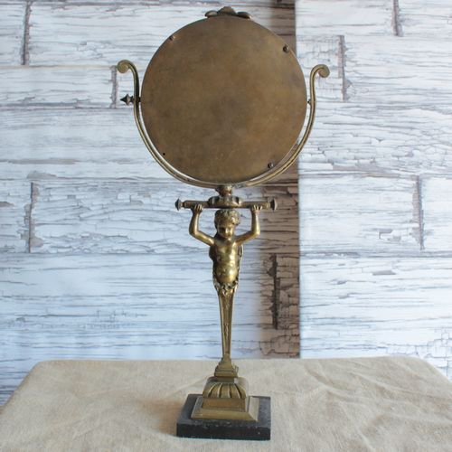 フランスアンティーク ブロンズ製の天使の卓上ミラー 鏡