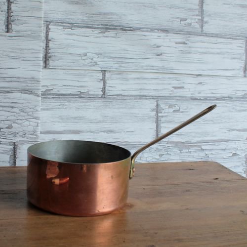 フランスアンティーク 銅鍋 片手鍋 真鍮の取っ手 made in France刻印有