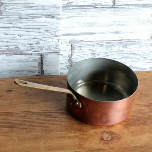 フランスアンティーク 銅鍋 片手鍋 真鍮の取っ手 made in France刻印有 
