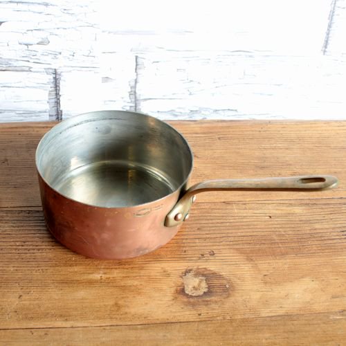 フランスアンティーク 銅鍋 片手鍋 真鍮の取っ手 made in France刻印有
