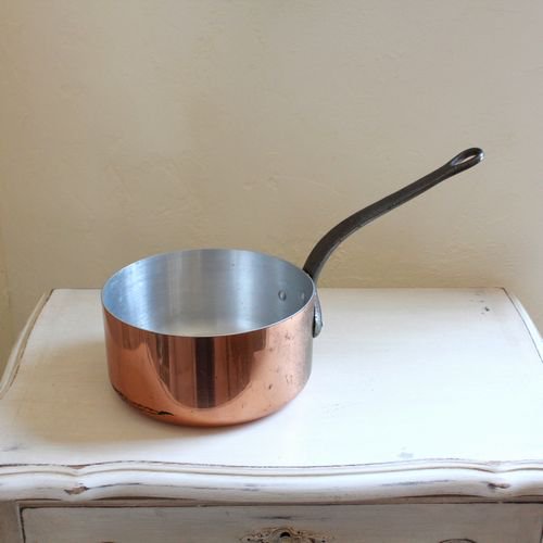 フランスアンティーク 銅鍋 片手鍋 鍋直径18cm 美品 -ブロカントデザミ