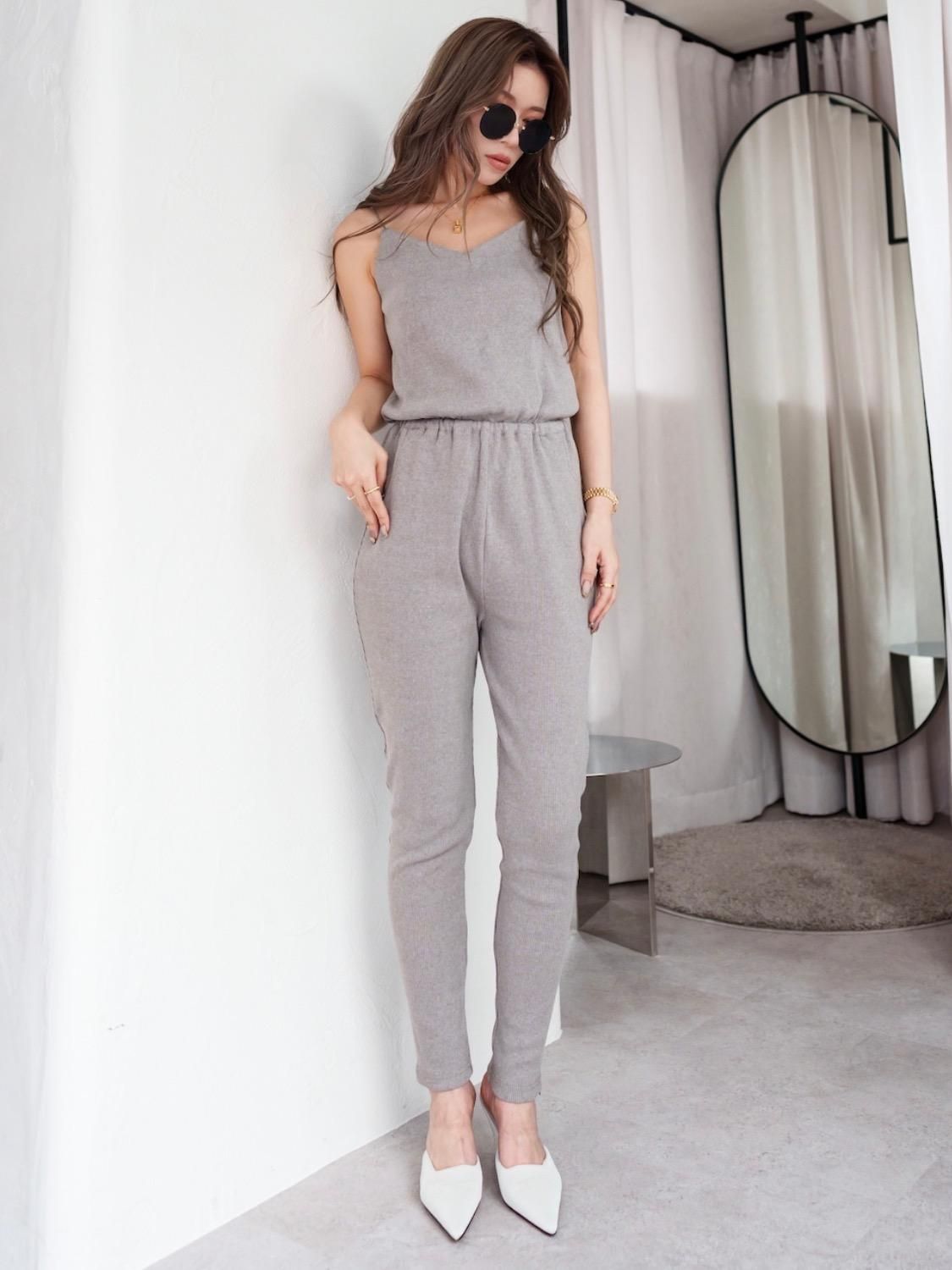 スタイリッシュシンプル glam lips Camisole リブ オールインワン