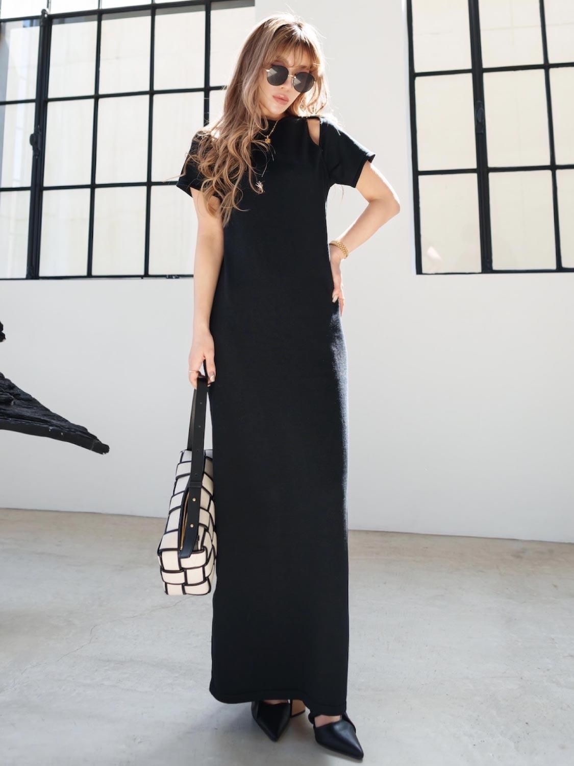 Open-shoulder ニット ワンピース - GlamLips