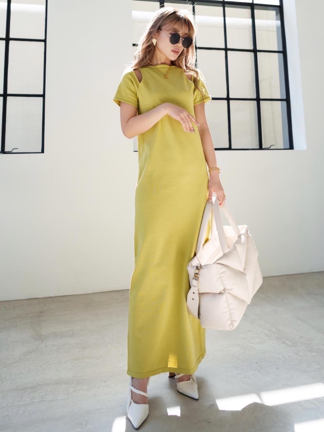 Open-shoulder ニット ワンピース - GlamLips