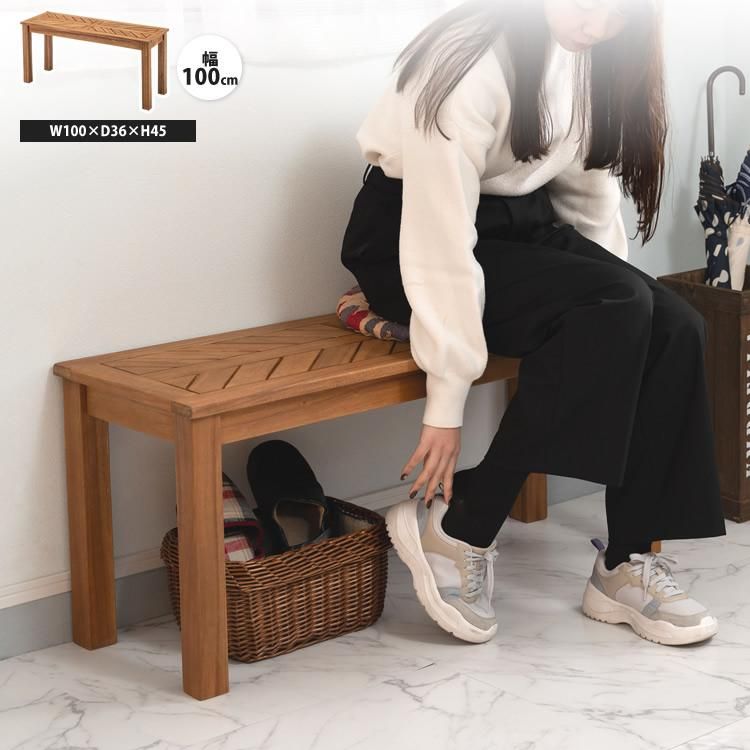 木製ベンチ椅子/ベンチチェア 【幅104cm×奥行35cm】 アカシア材