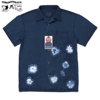 ステュディオ ダ ルチザン STUDIO DARTISAN 5668 富士山絞りシャツ 半袖シャツ　インディゴ　抜染　和柄