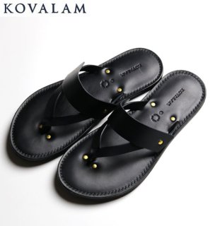 С KOVALAM Triangular Tongs Sandal - Water-repellent Leather #Black쥶