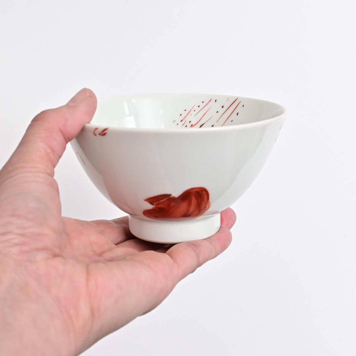 古川桜 赤絵文字めし碗 φ11.5cm H6.5cm ｜ 百福オンラインショップ