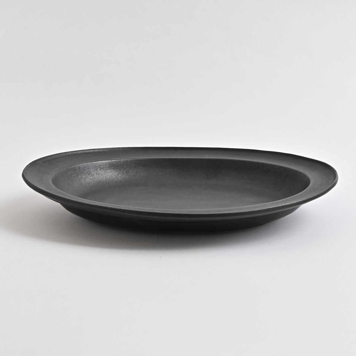 【お試し価格！】 山本拓也 黒 オーバル皿 L φ27cm×21cm 高さ3.5cm｜ 百福 お椀・ボウル・鉢