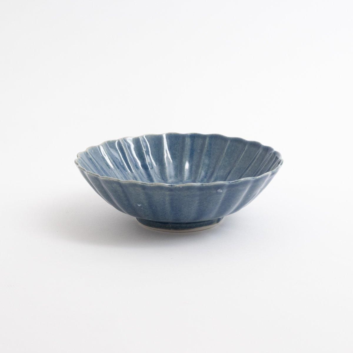 柳川謙治 薄瑠璃菊華輪花5寸鉢 φ14.5cm H4.8cm| 百福オンライン 柳川謙治 薄瑠璃菊華輪花5寸鉢 φ14.5cm H4.8cm| 百福オンライン