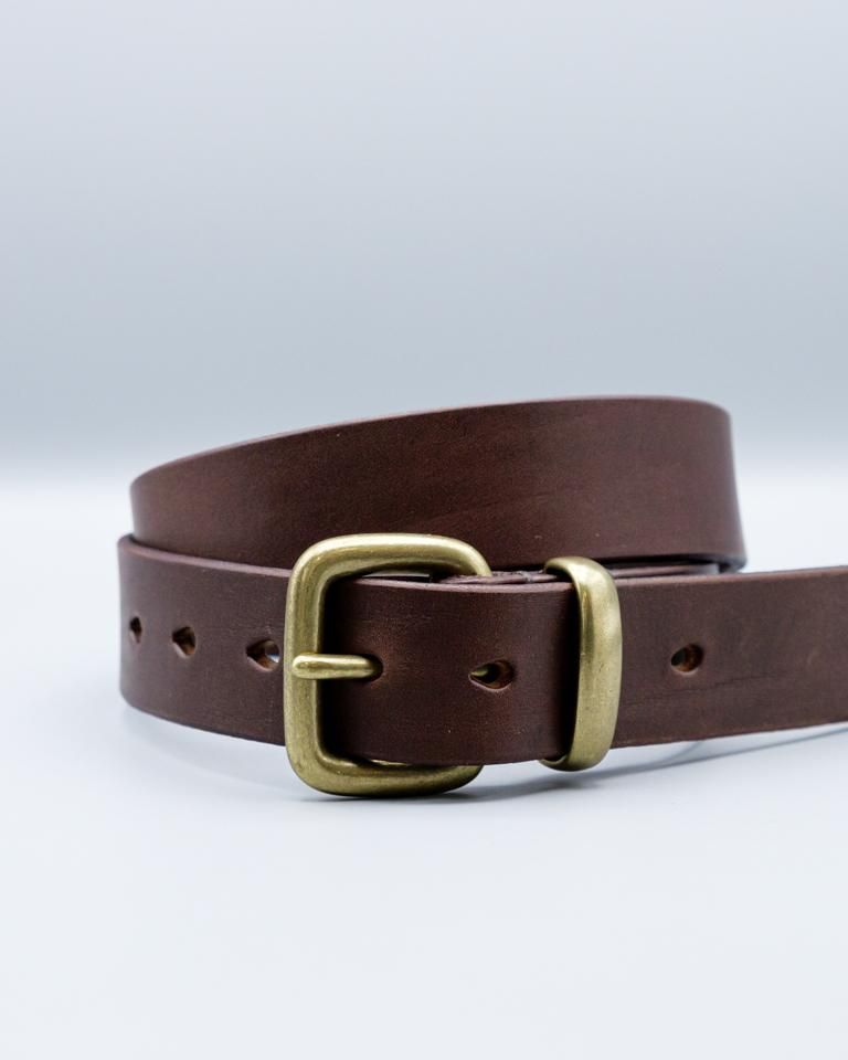 35mm Leather Belt Metal Loop / DARK BROWN