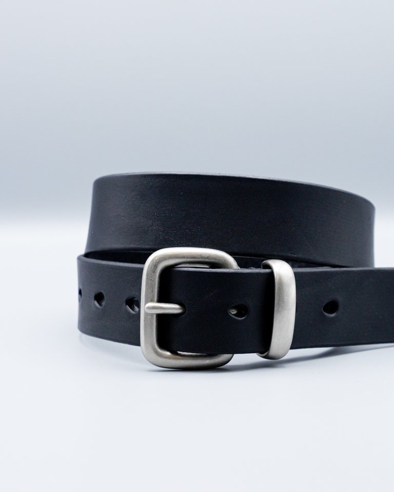 35mm Leather Belt Metal Loop / BLACK