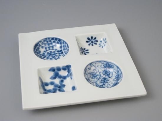 有田焼　大皿 有田焼 染付○□四品盛 - 有田焼 八右衛門窯 大慶 公式オンラインストア