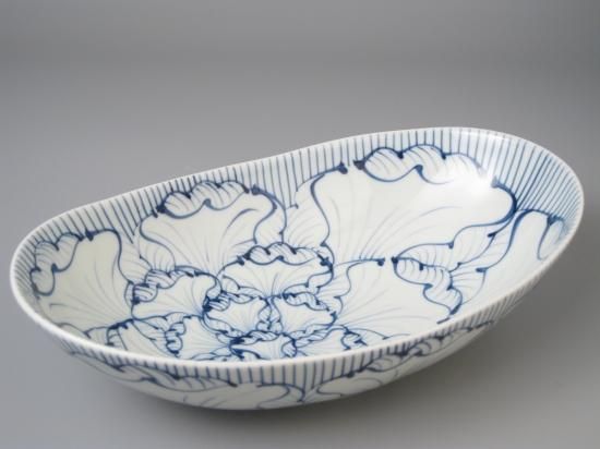 有田焼　そうた窯　花弁紋(青) 楕円鉢(大) ペア 有田焼 そうた窯 花弁紋(青) 楕円鉢(大) ペア 送料無料】有田焼 惣太