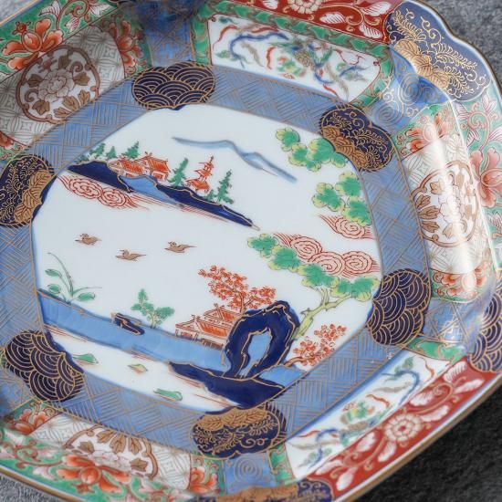 有田焼【復刻古伊万里】錦色絵六角口変り皿21㎝ - 有田焼 八右 有田焼【復刻古伊万里】錦色絵六角口変り皿21㎝ - 有田焼 八右