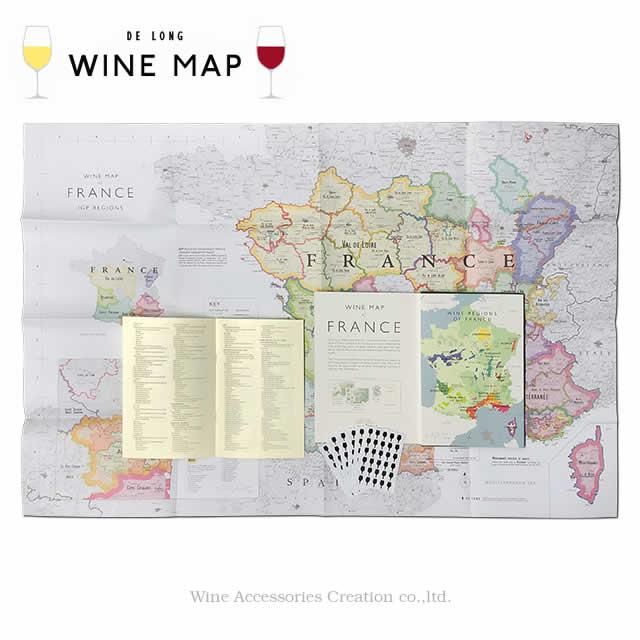 新発売の ワインマップ フランス LONG DE 折りたたみ式［ of Map Wine お酒