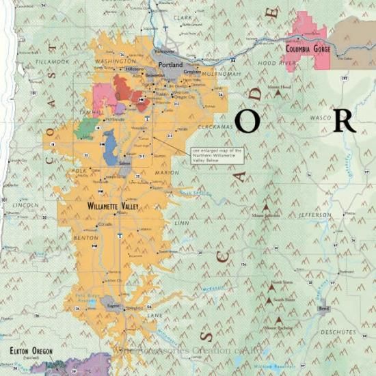 最も完璧な DE LONG パシフィック ノースウエスト ワインマップ[ Wine Map お酒
