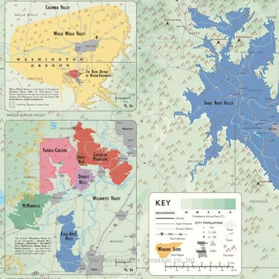 DE LONG パシフィック ノースウエスト ワインマップ［ Wine Map