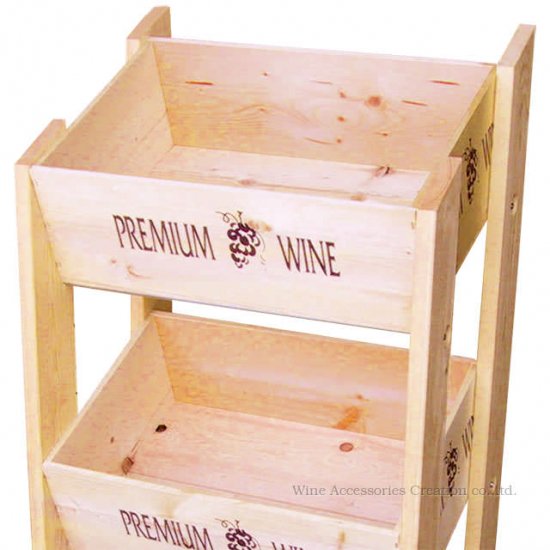 ワイン木箱 陳列用３段ラック ナチュラル キャスター付き | ワイン | ワイングッズ | ワイン・アクセサリーズ・クリエイション