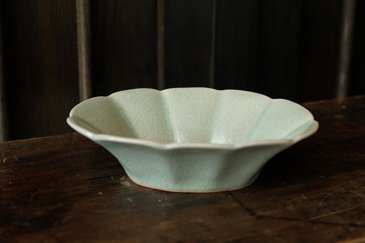 石黒剛一郎 輪花楕円鉢 大 (青) - 器まるかく|オンラインショップ 石黒剛一郎 輪花楕円鉢 大 (青) - 器まるかく|オンラインショップ