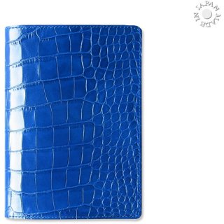 クロコ型押 本革 A6サイズ手帳カバー／ブルー