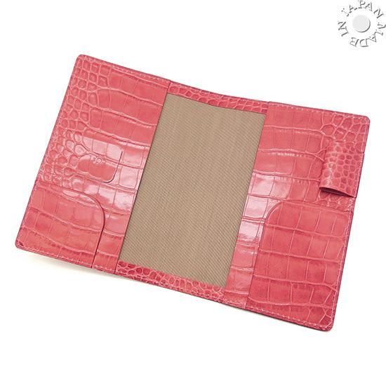 クロコ型押 本革 A6サイズ手帳カバー／ピンク - Made in Japan の AQDO