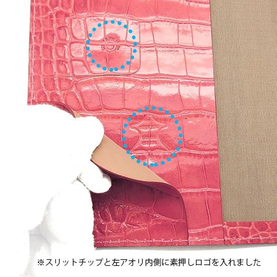 ご確認用　B6 牛革　クロコ型押し　マゼンタ　ピンク　手帳カバー 592525RD-1_IMG_0164_c56eda32-