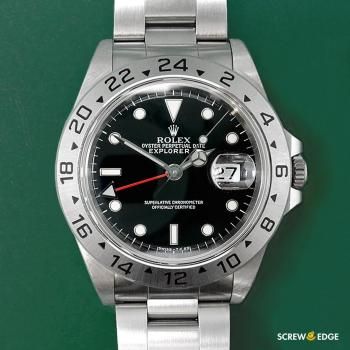 ロレックス純正 エクスプローラー2 Rolex Oyster EXⅡ Ref.16570 ca.1995 裏蓋シール付き／ギャランティー（管理エラー）／タグ／内外箱／スケルトンバック付属