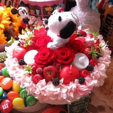 スヌーピー フラワーギフト フルーツいっぱい ケーキの