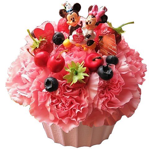 誕生日プレゼント ミッキー ミニー入り 花 ケーキ フラワーアレンジメント バースデーaピック 生花使用