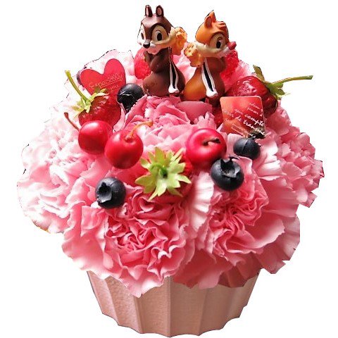 ディズニー フラワーギフト チップ デール 花 フルーツいっぱいのケーキのフラワーアレンジメント 生花使用