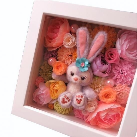 ステラルー ぬいぐるみ ガラスケース プリザーブドフラワー入り