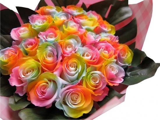 花束ブランケット　レインボーローズ×くすみピンク 花束ブランケット レインボーローズ×くすみピンク プロポーズ