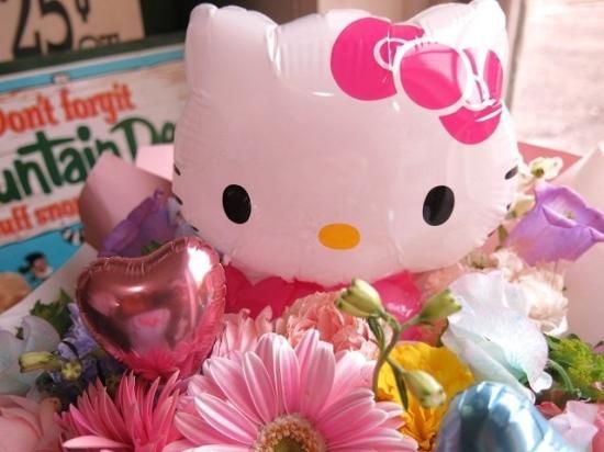 バルーン 花束 キティ 花束風 生花 フラワーアレンジメント お花