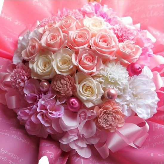 結婚祝い プレゼント 花 枯れない プリザーブドフラワー ピンク